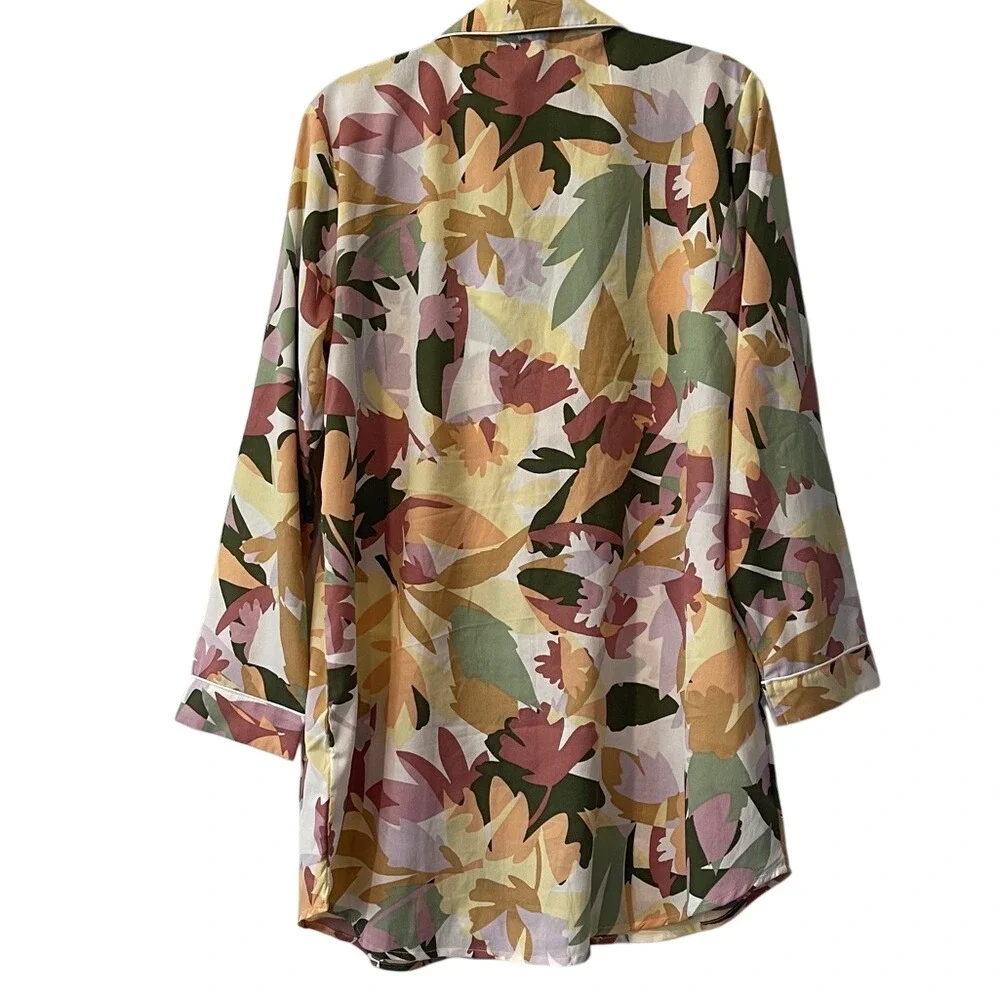 Joie Women's  Floral Button Up Sleepshirt‎ Nightgown Pajamas Large